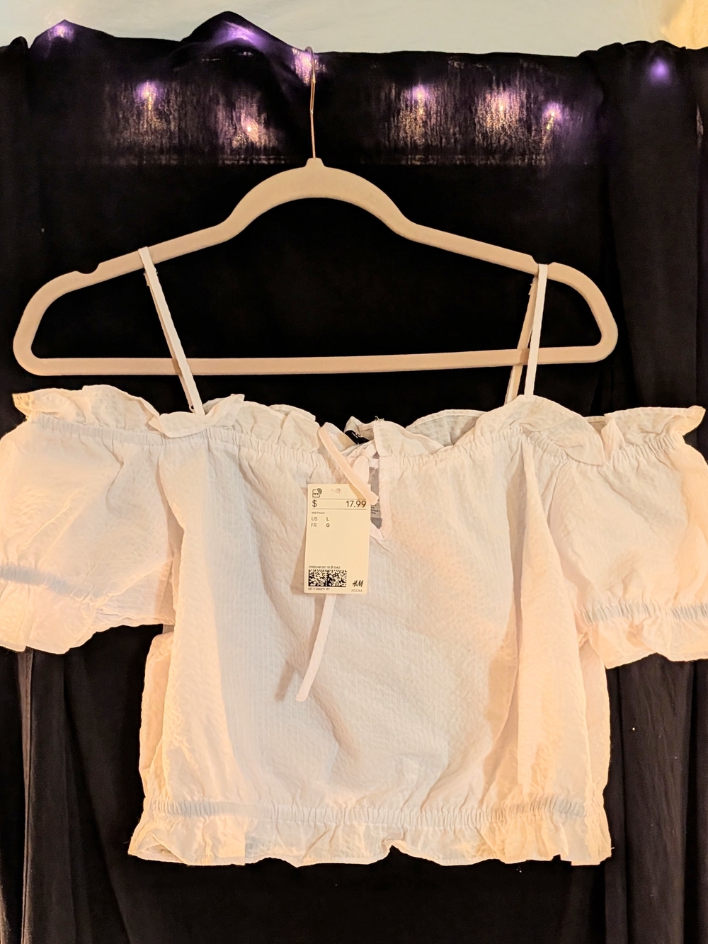 H&M White Off-Shoulder Ruffle Camisole